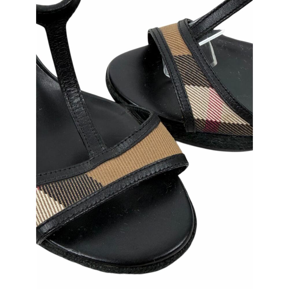 Burberry Nova Check Laleham Leather Wedge Espadrille Sandal Size 36 - Picture 11 of 12
